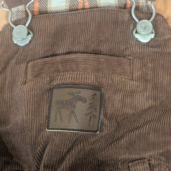Gymboree Corduroy Brown/Plaid Overalls with Snap Legs- Baby 3-6 Months - Picture 2 of 6